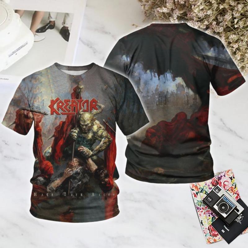 Popular Heavy Metal Band T Shirts Men/Women Fashion Hip Hop Streetwear Oversized Short Sleeve Top Tees