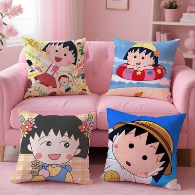 Anime C-Chibi M-Maruko-chan Kissenbezug mit Musterdruck, Kissenbezug für Wohnzimmer, Sofa, Schlafzimmer