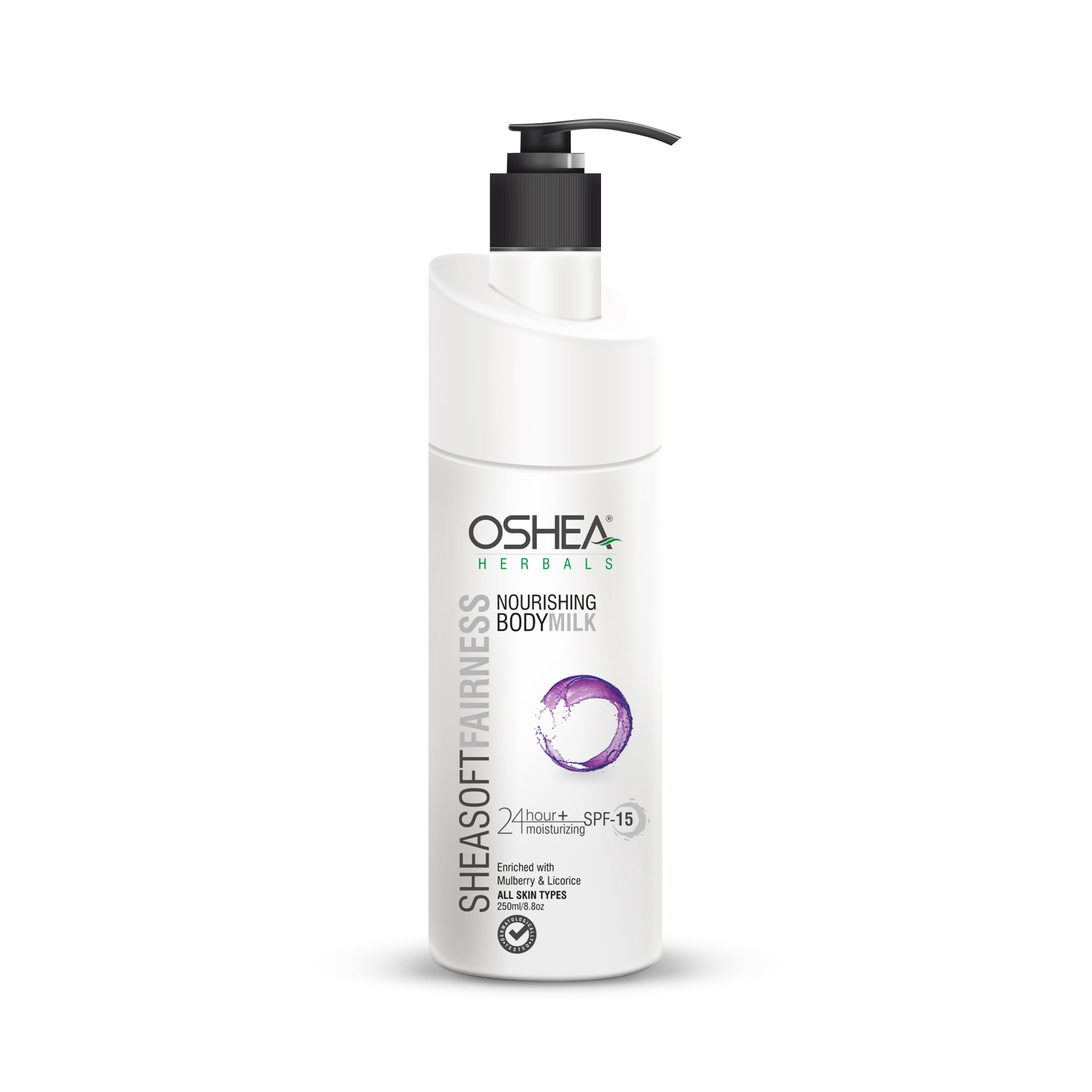 

Oshea Herbals SheaSoft Fairness Nourishing Body Milk for All Skin Types | SPF 15 with 24 Hours+ Moisturizing | Enriched with Mulberry & Licorice E