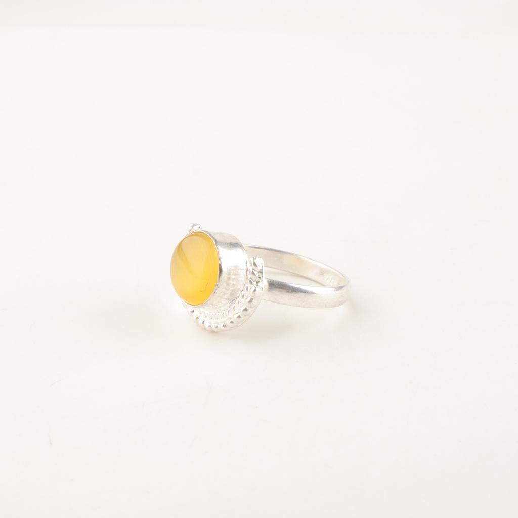 Natural Yellow Cat's Eye Gemstone 925 Sterling Silver Handmade Jewelry Ring Gift RR-48-38