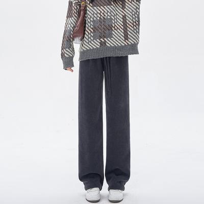 Kapok Velvet Chenille Wide-leg Pants for Women In Autumn and Winter New Style Slimming and Draped Casual Straight Pants Lazy Style Plus Velvet Pants