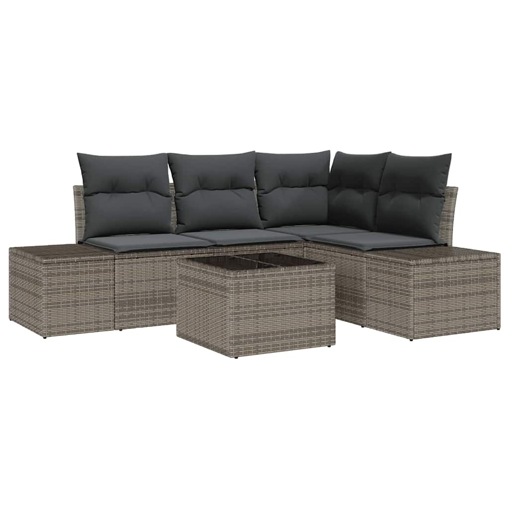 Modular Garden Sofa Set in Light Grey Poly Rattan
