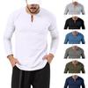 2026 Europäisches Herren-Einfarbiges Rundhals-Henley-T-Shirt Langarm Lässig Sport Basislayer