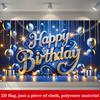 2D1 piece of blue and gold birthday banner for party decoration with the words "Happy Birthday" on it