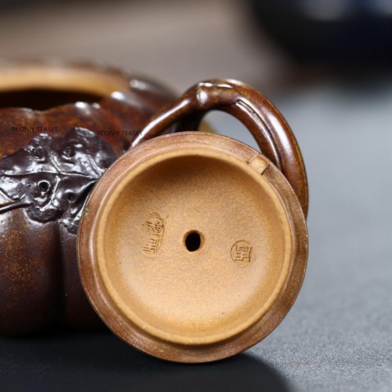 270ml Chinese Yixing Purple Clay Teapot Retro Handmade Pumpkin Shape Tea Pot Household Beauty Kettle Zisha Tea Set Customized