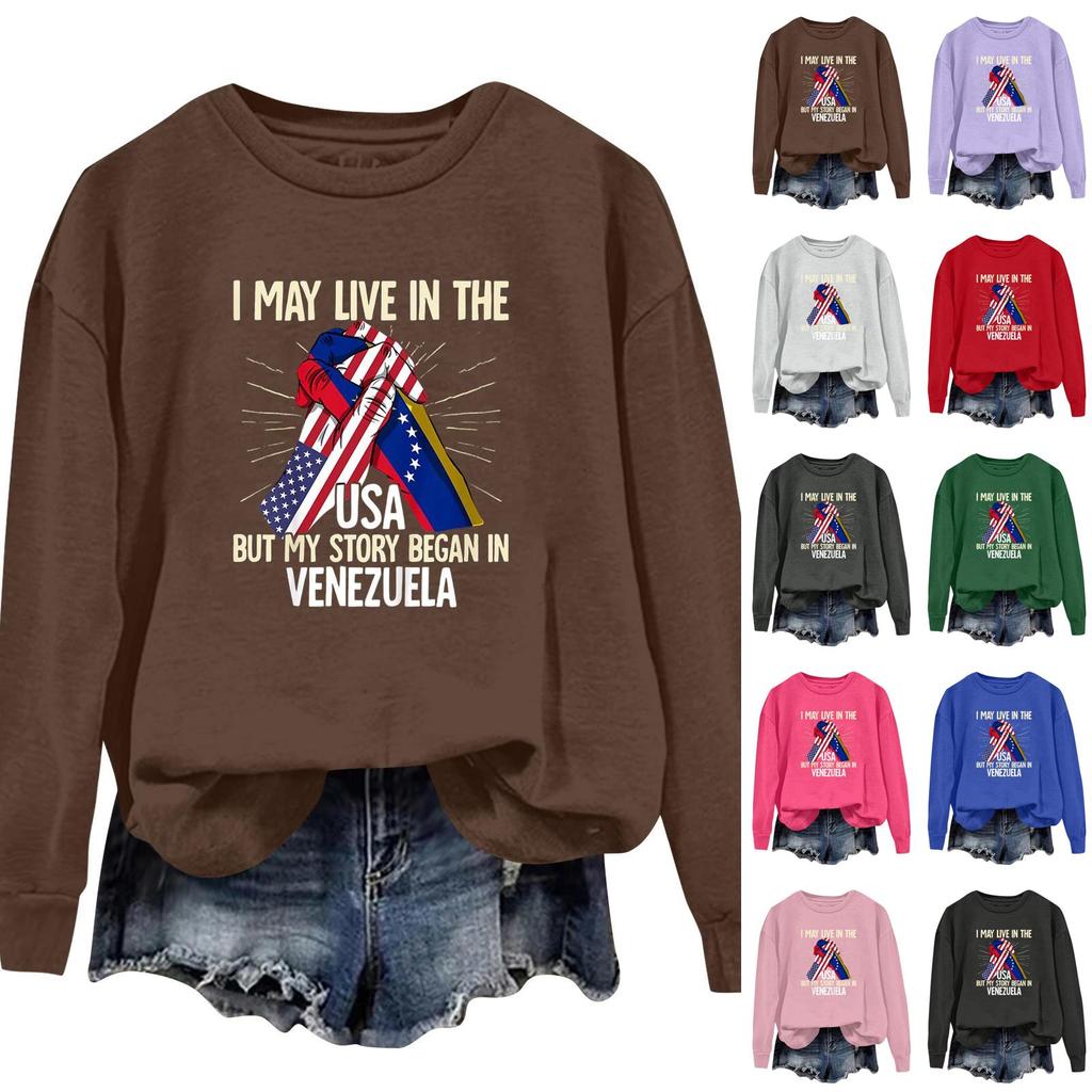 Damen bedruckter lässiger Sport-Kapuzenpullover mit langen Ärmeln und rundem Ausschnitt