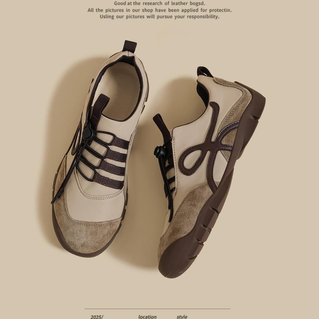 2025 Autumn New Platform Ballet Training Shoes Women's Brown Drawstring Internet Celebrity Sports Dad Shoes Casual Forrest Gump Shoes