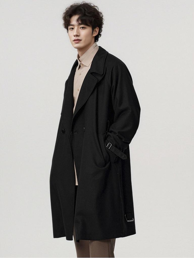 STUDIO NANS Trench Long Business Chester School Men's Coat, Coat, Coat, Suit, 3-Season, Commuting, (JP, Alphabet, XL, Black)