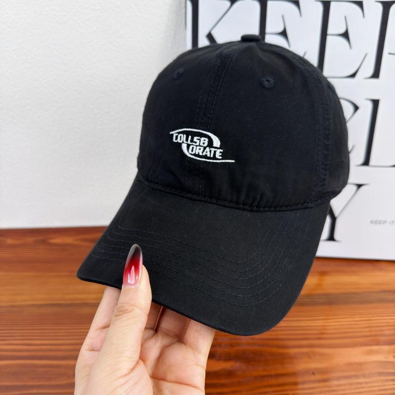 American retro English embroidery baseball cap soft top washed cotton cap men's and women's sunshade versatile show small face