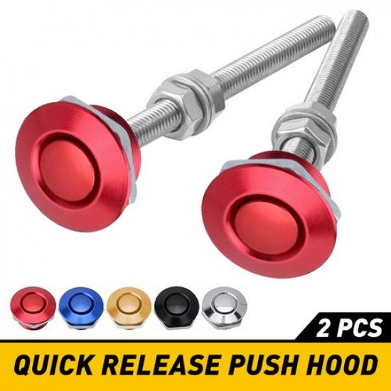 2pcs Push Button Quick Release Hood Bonnet P Lock Clip Car Bumper Latch Kit
