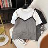 2026 Summer Women's Casual Sequin Patchwork Round Neck T-shirt