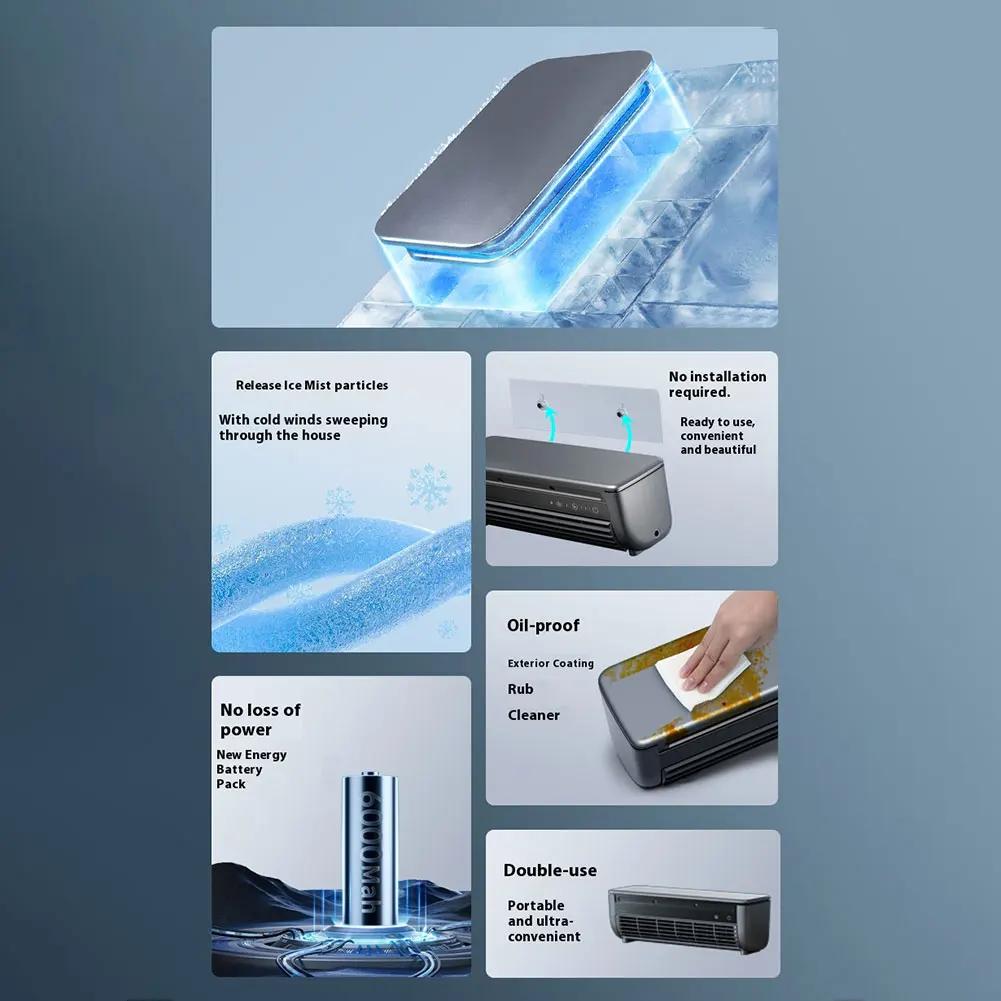 Wall-Mounted Air Cooling Fan 3 Speeds Desk Fan Rechargeable for Home Kitchen Bedroom Office