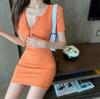 New Summer Slim Fit Short Dress - Hong Kong Style A-Line Skirt, Solid Color, Short Sleeves, Women's Fashion