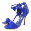 Pristine Sandals With Strap Blue Suede Leather Women 35.5 Used