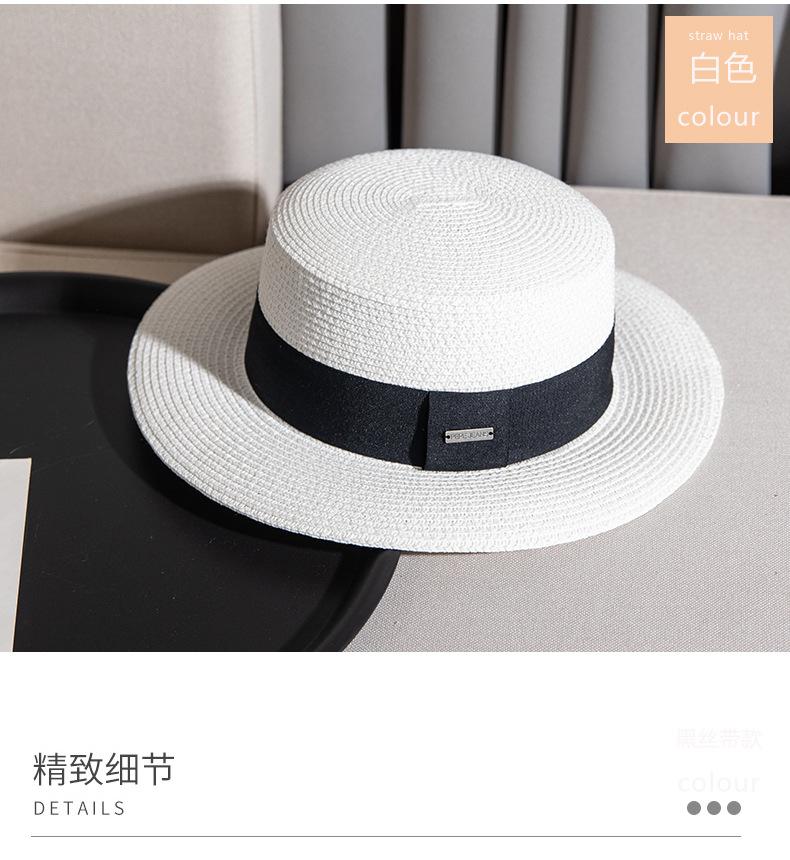 Fashion straw weaving travel sunshade sunscreen hat small flat top straw hat casual versatile hot-selling