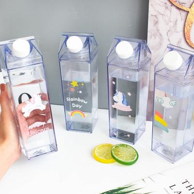 500ml/1000ml Krabička na mléko Láhev na vodu Průhledný kelímek Plastový Přenosný Průhledná krabička na Džus Čaj Mléko Lahve