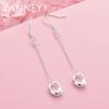 Luxury 925 Sterling Silver Delicate Tassel Round Pendant Earrings for Women, Fashion Accessories, Wedding Jewelry