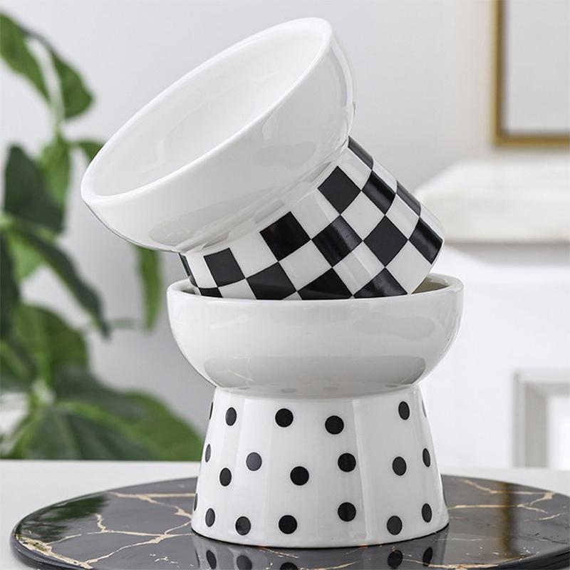 Ceramic High Foot Pet Bowl Cat Food Bowl Protects Cervical Vertebrae Pet Supplies
