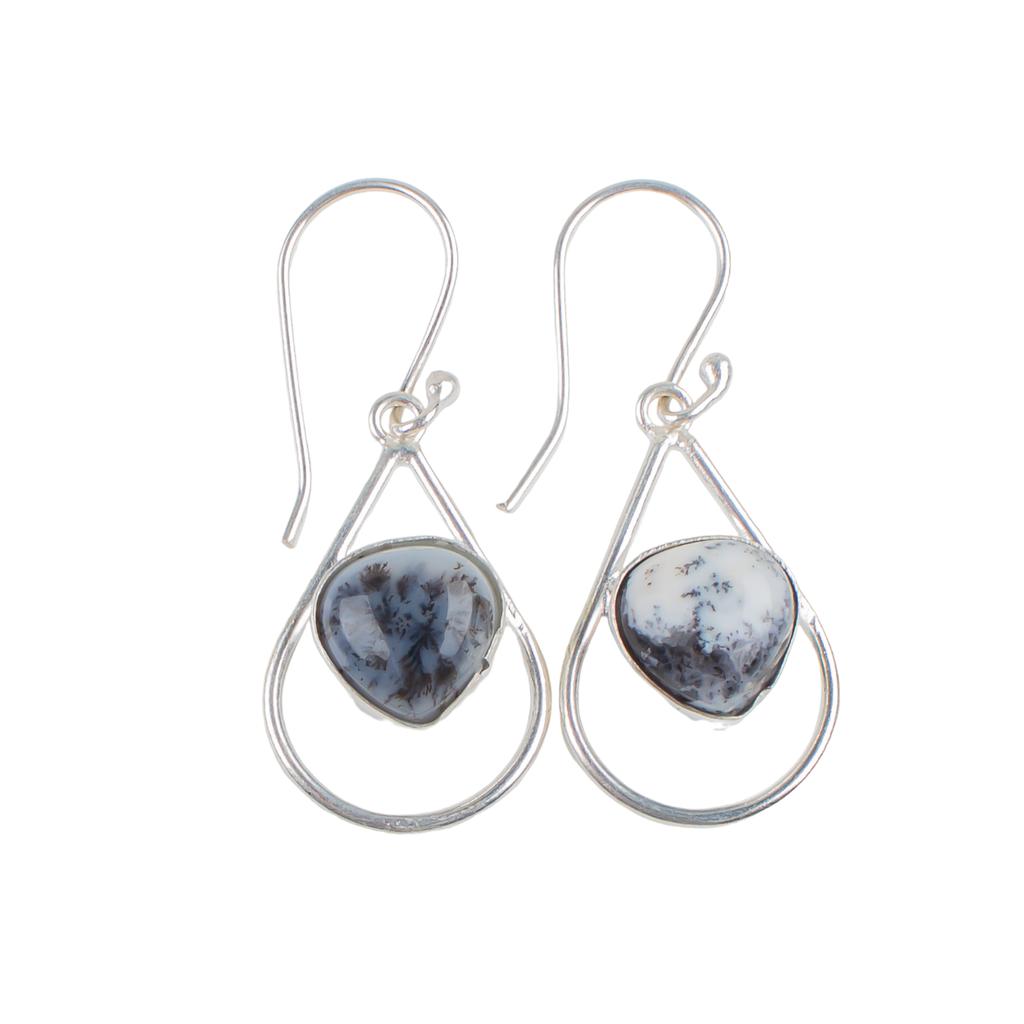Dendritic Opal Gemstone 925 Sterling Silver Fashionable Jewelry Earrings For Her EE-38-19