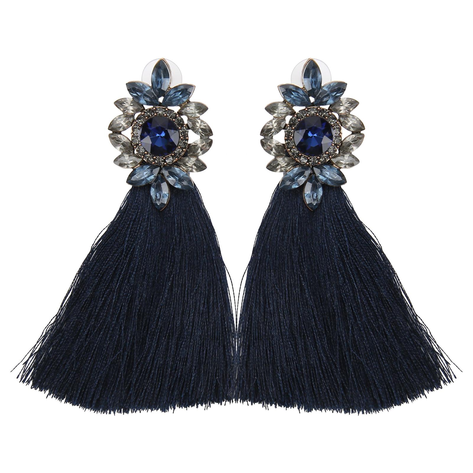 1 Pair Earrings Flower Shape Vintage Tassel Alloy Material Ear Studs Party Decoration