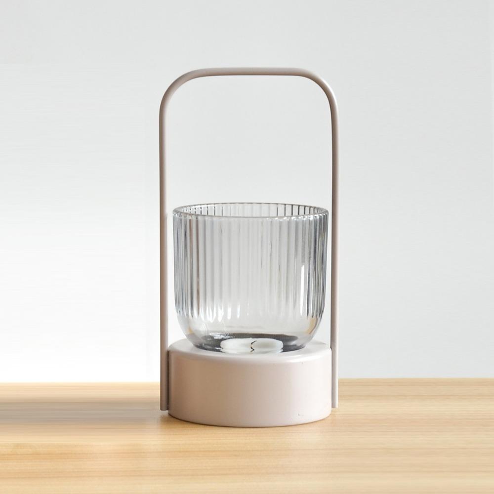 Retro Portable Glass Iron Candle Holder Villa Courtyard Home Camping Atmosphere Creative Decoration Ornament Candle Stand