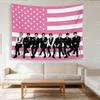 Stray Kids Rosa Amerikanische Flagge Wandteppich, Flachdruck Formelles Gruppenfoto Wandbehang, K-Pop Skz Fanraum Dekor Banner Für Schlafzimmer