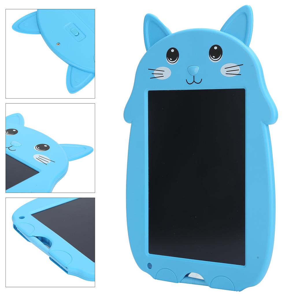 9in LCD Writing Tablet Cartoon Cat Digital Drawing Board with AntiErasing Lock for Children(Blue )