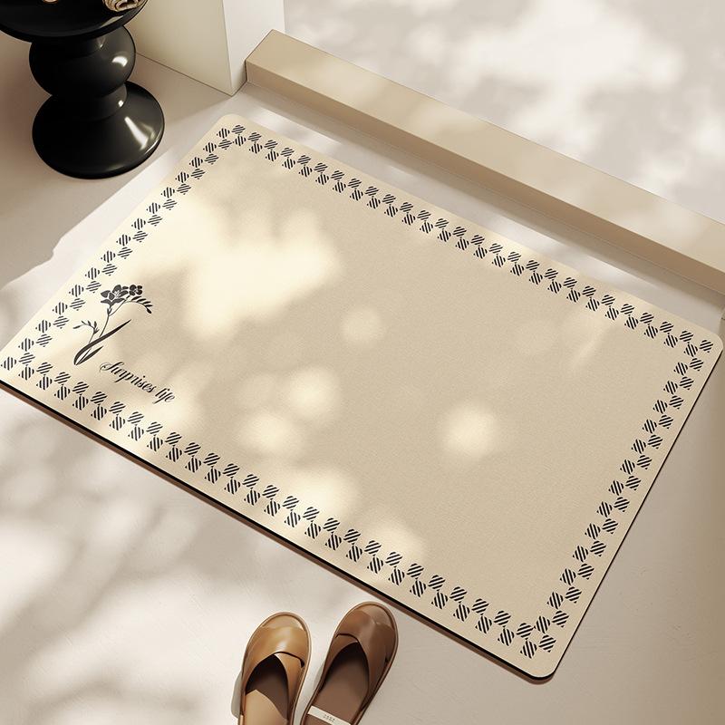 Light Luxury High-End Sense Diatom Mud Bathroom Floor Mat, Water-Absorbing Quick-Drying Non-Slip Foot Mat, Bathroom Bathroom Door Mat