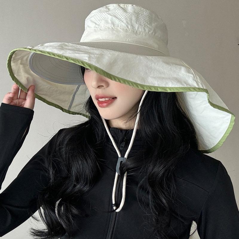 Minimalist Sunscreen Fisherman Hat With Brim Women Lightweight Breathable Portable Summer Outdoor Sunshade Mountaineering Hat