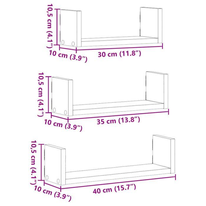 VidaXL Wall Shelves 3 Pcs Sonoma Oak Engineered Wood, Floating Shelf, Wall Display Shelf, Shelf for 853310