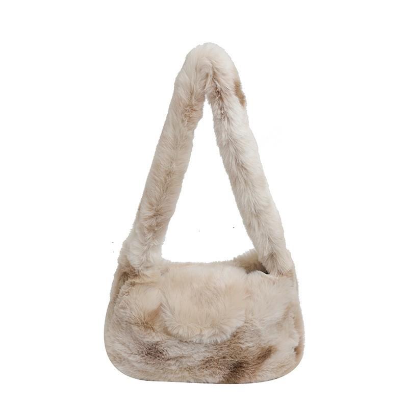 Bag Women 2025 New Fashionable Korean Style Contrasting Color Texture All-matching Plush One-shoulder Underarm 27x8x15