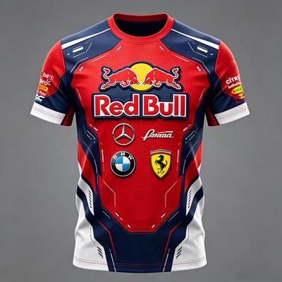 Red Bull Racing Suit 3D Printed T-shirt Suitable for Both Men and Women, Casual Sports T-shirt