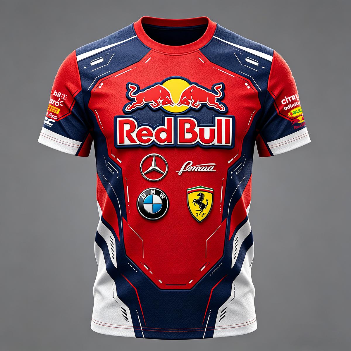 

3D-принтована футболка Red Bull Racing Suit, підходить для чоловіків і жінок, повсякденна спортивна футболка M
