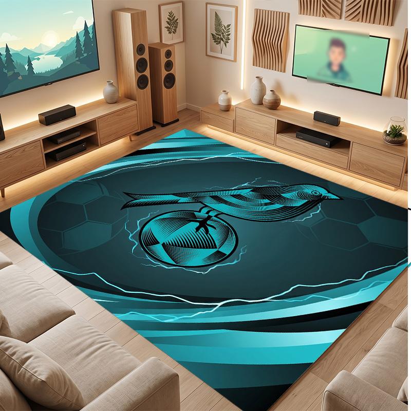 Norwich City Football Print Crystal Velvet Rug, Comfortable Water Absorbent Non Slip Indoor Floor Carpet