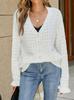 2026 Autumn Solid Color Knit Cardigan with V-Neck & Petal Sleeves
