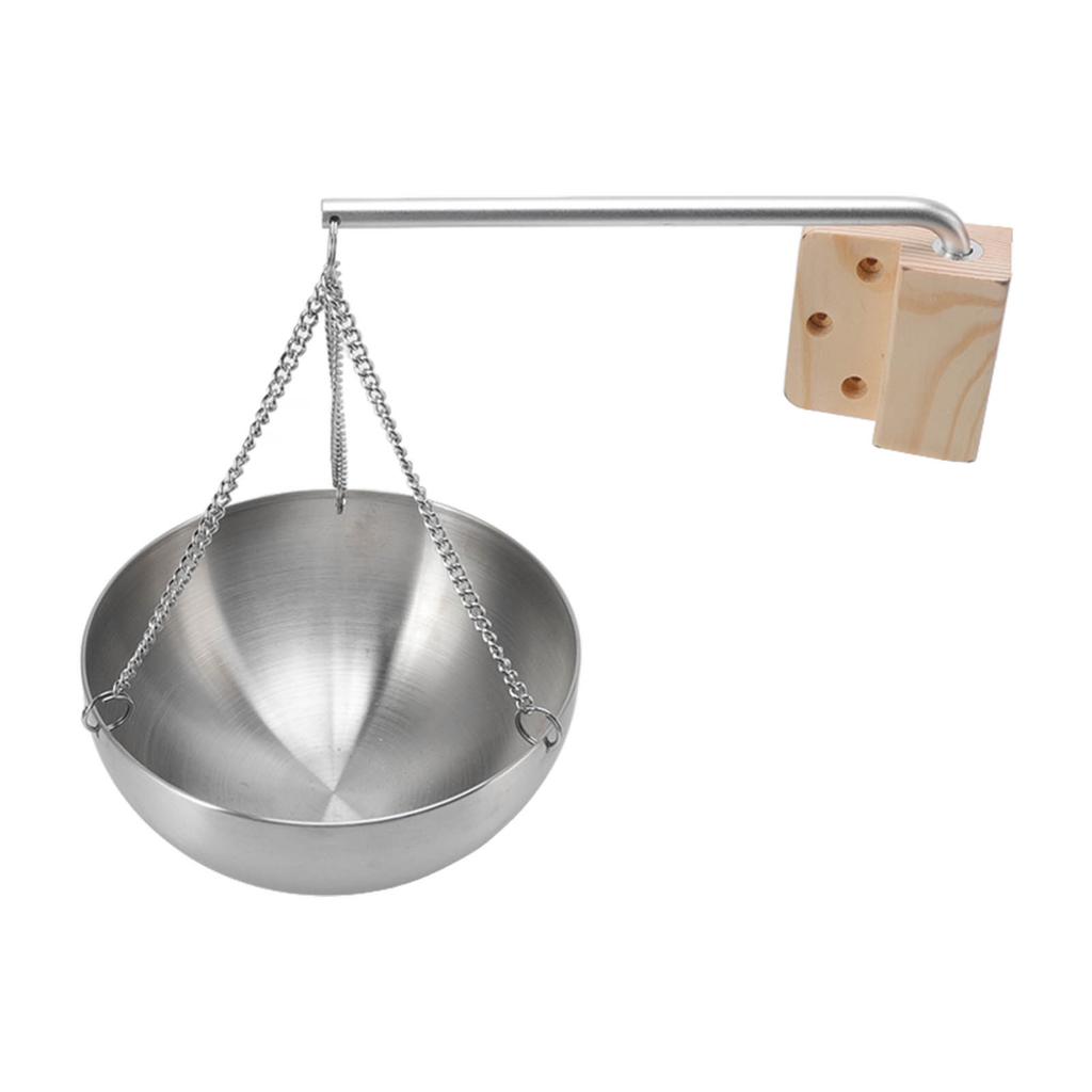 Saunaschale Edelstahl Hängender Aromatherapie-Ölbecher mit Holzblock für Saunaraum L 20cm