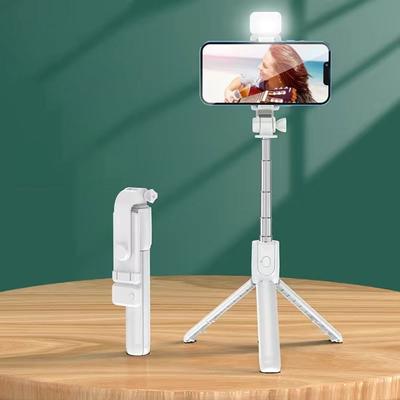 Trépied de téléphone portable Bluetooth portable 0,7/1/1,7 m Perche à selfie pour enregistrement vidéo/photo/vlog