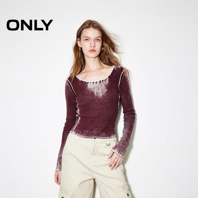 

ONLY Women s 2024 Autumn Vintage Distressed Pure Cotton Ribbed Crew Neck Sweater M