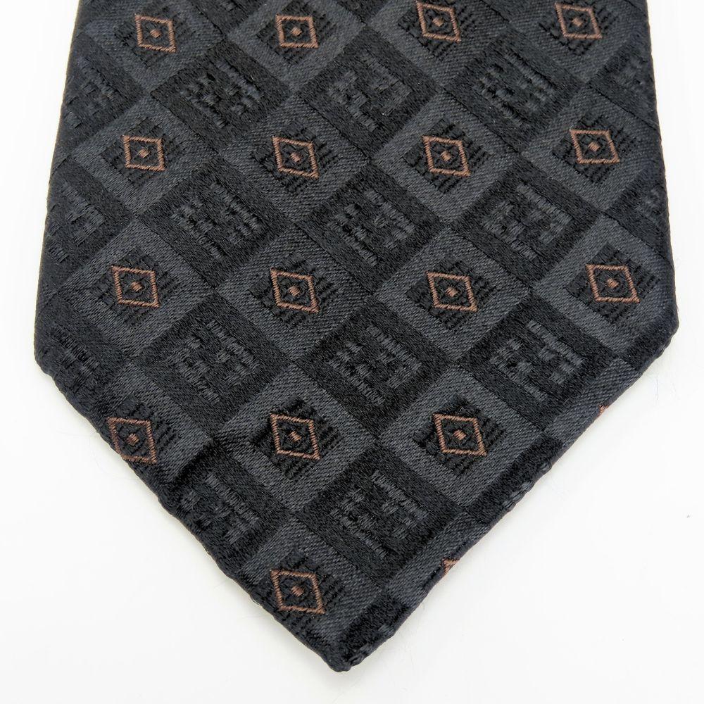 Used FENDI tie silk black Brown apparel