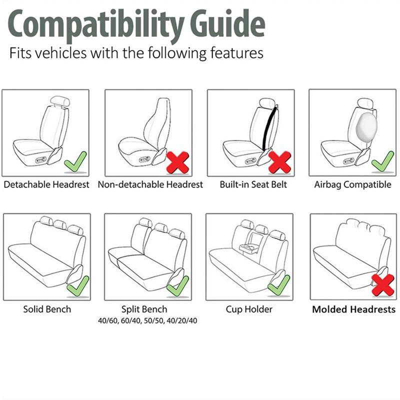 SEAMETAL Leatherette Car Seat Cover Set Breathable Auto Seat Cushion Universal Full-Wrapped Seat Cover Compatible with Airbag