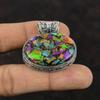 Fiesta Kingman Türkis-Anhänger, Multi-Kupfer-Türkis-Anhänger, zierlicher Edelstein-Schmuck, 925er Sterlingsilber-Anhänger, handgefertigter Vintage-Anhänger