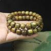 Green Sandalwood Old Style Beads Bracelet 9mm Wooden Jewelry