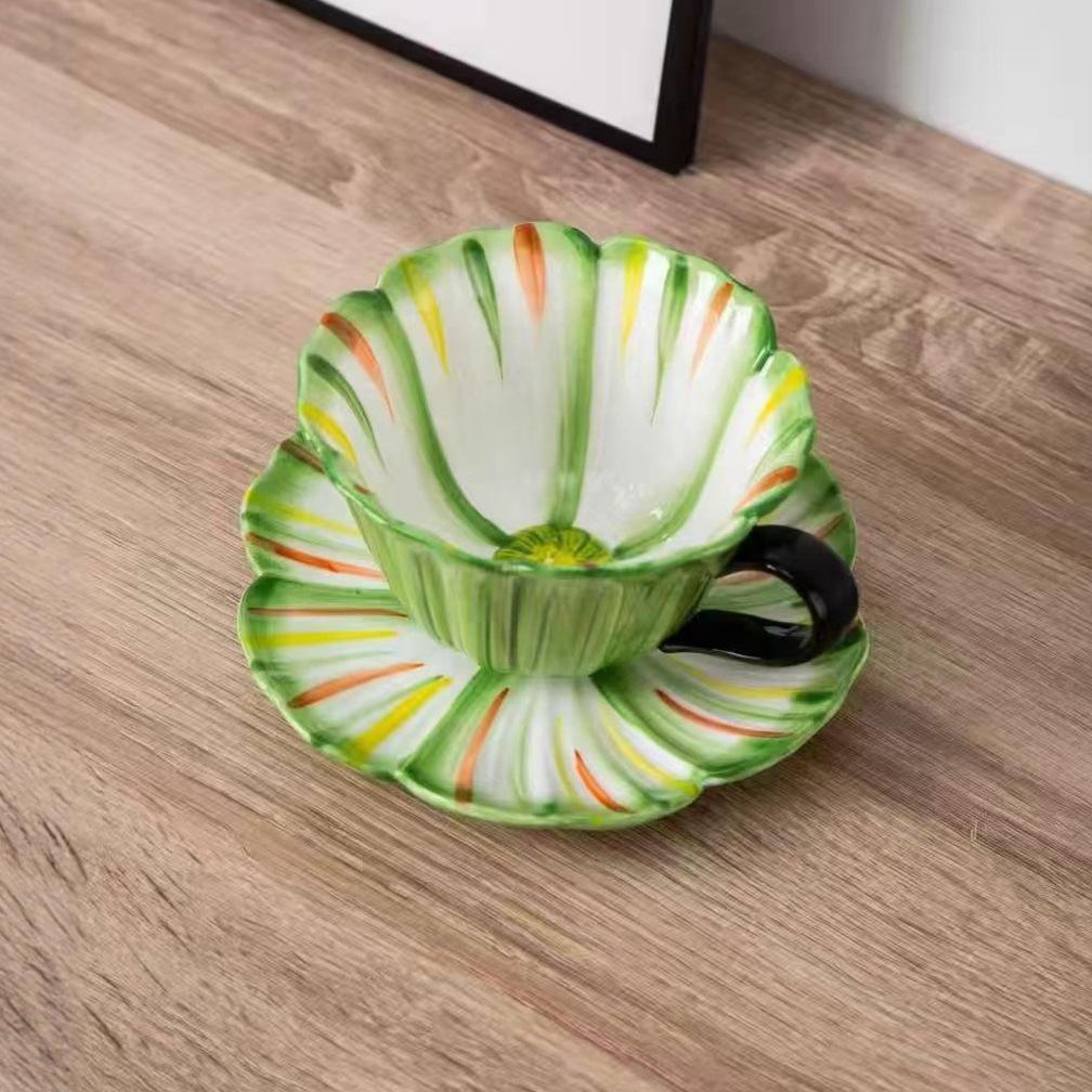 Unterglasurfarbige Blume Kaffeetasse Keramik Kaffeeladen Tasse Hoher Erscheinungsgrad Nischen Tasse und Untertasse Set