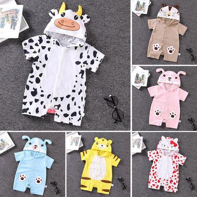 Infant Overall Kaninchen Kuh Strampler Tier Tiger nette katze Druck Mädchen Jungen Baumwolle Anzug Neugeborenen Klettern Bunny Strampler Sommer