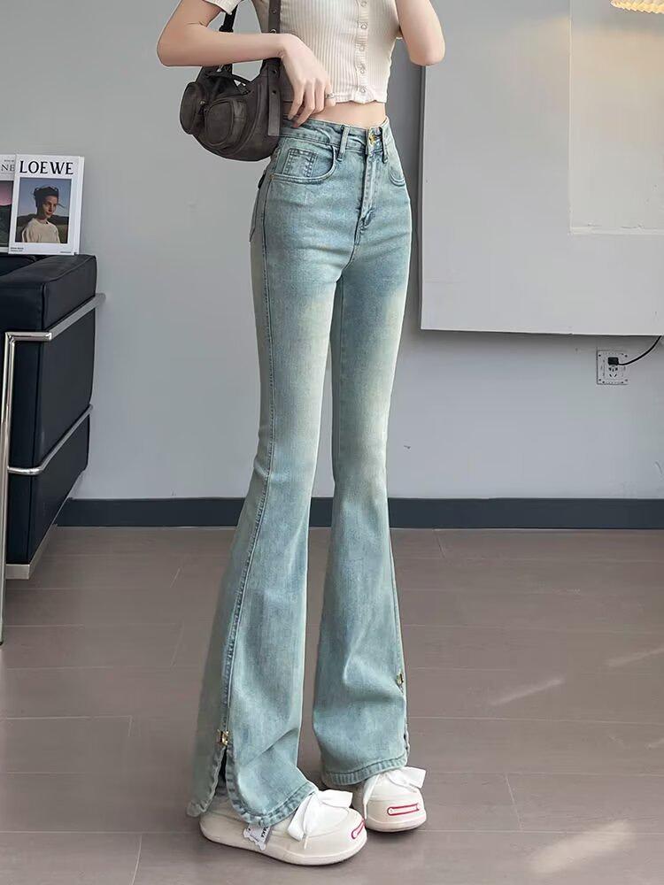 

Женские джинсы с высокой посадкой, облегающего кроя, микроклеш - Петит, Легкие, 2024 Medium