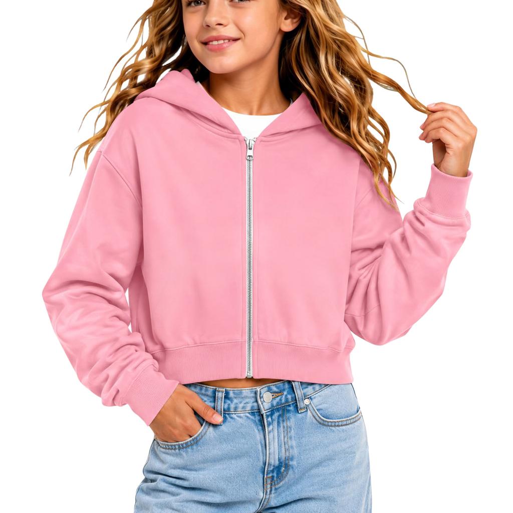 Kinder Farbiger Cropped Hoodie Lässige Jacke für Herbst Winter