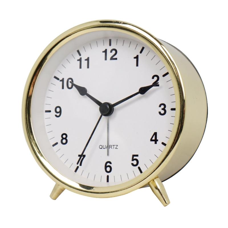 Metal Creative Alarm Clock Small Mute Alarm Clocks Bedside Electronic Round Number Desk Table Home Decoration Clock