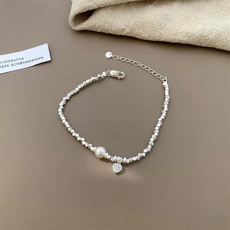 VENTFILLE Bracelet en argent sterling 925 avec perles et nœuds en bambou pour femme et fille, bijoux coréens simples, cadeau d'anniversaire, livraison directe