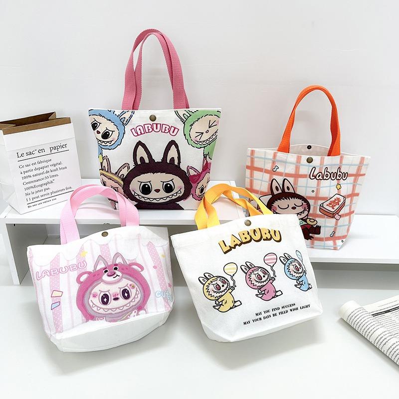 Cartoon Canvas Bag Girl Cute Hand Canvas Bag Going Out Versatile Hand Satchel Tote Bag