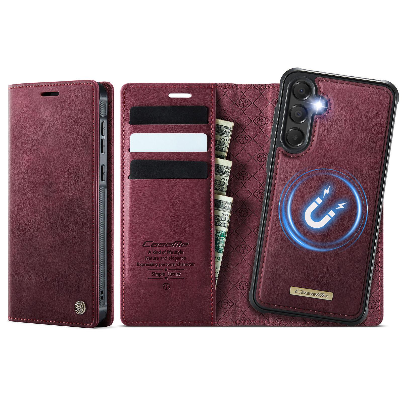 

For Samsung Galaxy A35 5G/Galaxy A55 5G Magnetic Case RFID Blocking Detachable Wallet Leather Phone Cover Red